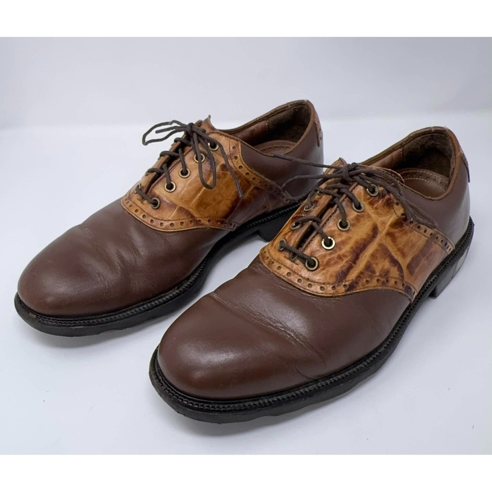 Footjoy Icon Croc Golf Shoes Mens 8 M Saddle Brown‎ Gator Pattern 52047 Sports